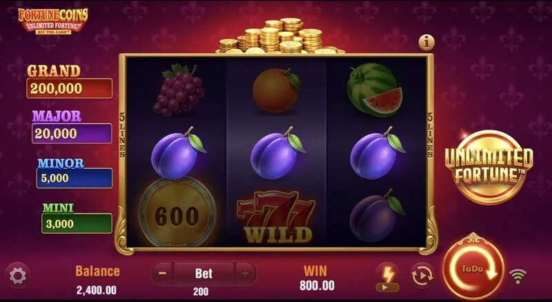 Fortune Coins Unlimited Fortune – alap 3x3-as rács gyümölcs szimbólumokkal